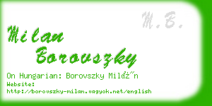 milan borovszky business card